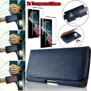 Funda protectora de pantalla con clip de cuero para Samsung S22/S22 Plus/S22 Ultra 5G - Imagen 1 de 51