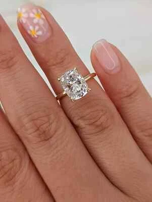 14k Yellow Gold 2.50CT Cushion Lab Grown Diamond Long Lovely Ring - Image 1 of 4