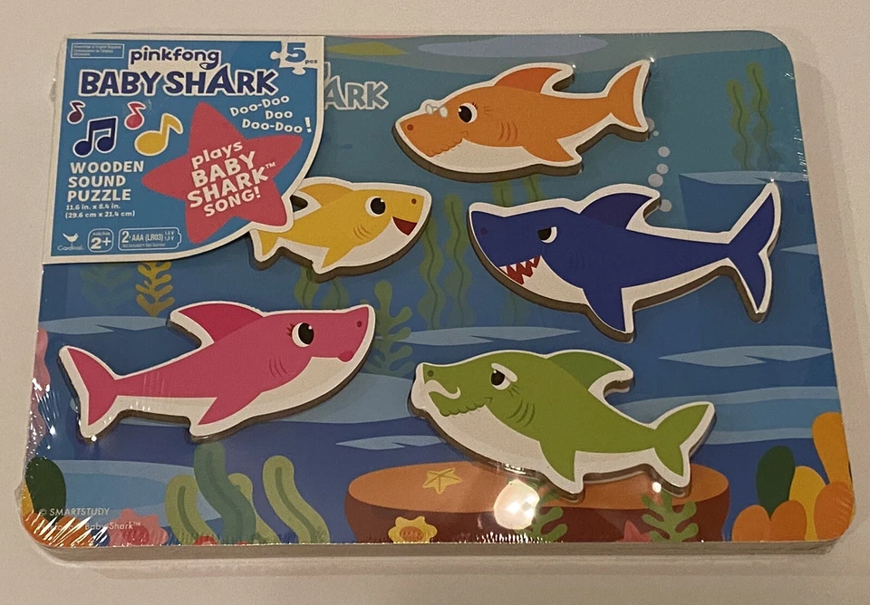 Cardinal Pinkfong Baby Shark Chunky Wooden Sound Puzzle 5pc