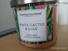 HUNTINGTON HOME 396.89g 'WHITE CACTUS & SAGE' - 3 WICK - SOY BLEND -NEW & UNUSED