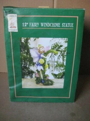 Decoração externa estátua carrilhão vento fada poste jardim 12" - Imagem 1 de 4