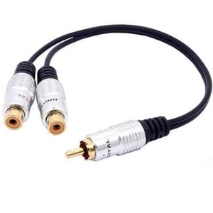 RCA Phono Male to 2x RCA Female Jack Splitter Audio Video AV Adapter Cable Metal - Picture 1 of 8