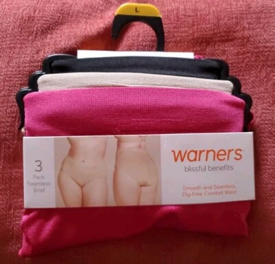 Paquete de 3 calzoncillos sin costuras Warners elásticos cintura cómodos nuevos con etiquetas Foto 1 de 3