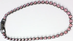 80's Vintage Swarovski Rose Pink Gorgeous 2.5mm Tennis Chain Bracelet 7.5" - Picture 1 of 10