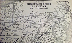 Raro mapa ferroviario de 1903 del ferrocarril Chesapeake y Ohio y conexiones 8 x 12" - Imagen 1 de 8