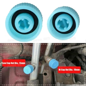 2x Blue High & Low Pressure AC A/C System Valve Cap Car Air Conditioning Service - Bild 1 von 13