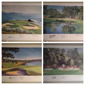 "Lote de 4 estampados firmados de 13"" x 17"" de Augusta y Pebble Beach" por Bernard Willington - Imagen 1 de 26