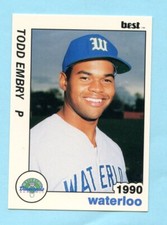 1990 Minor League Todd Emery - Waterloo Diamonds - Box 154