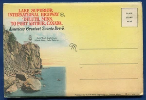 North Shore Drive Lake Superior Duluth Lake Arrow Canada postcard folder PF392 - Picture 1 of 2