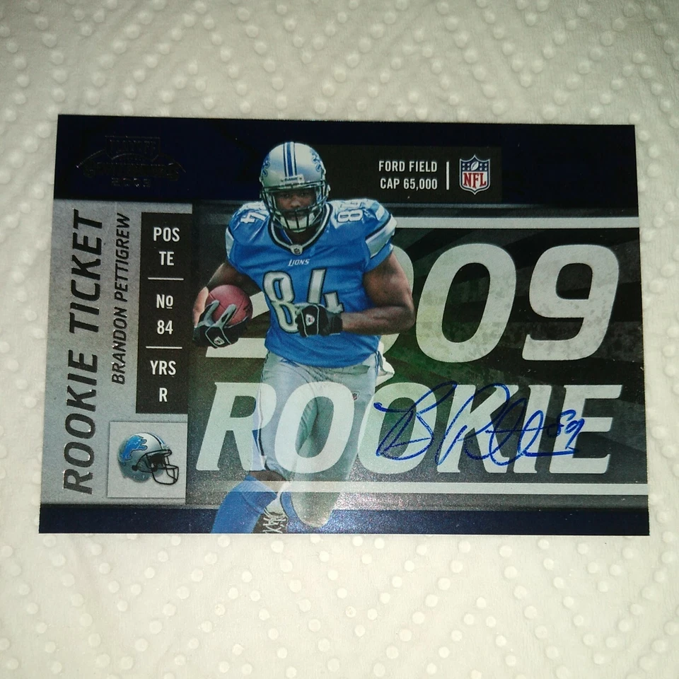 Brandon Pettigrew 2009 Contenders Autograph Rookie Ticket #111 Lions OSU Cowboys - Image 1 of 1