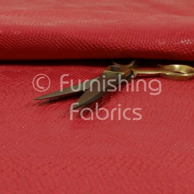 Designer Embossed Snake Animal Textured Pink Faux Leather Upholstery Fabric - Image 1 of 4