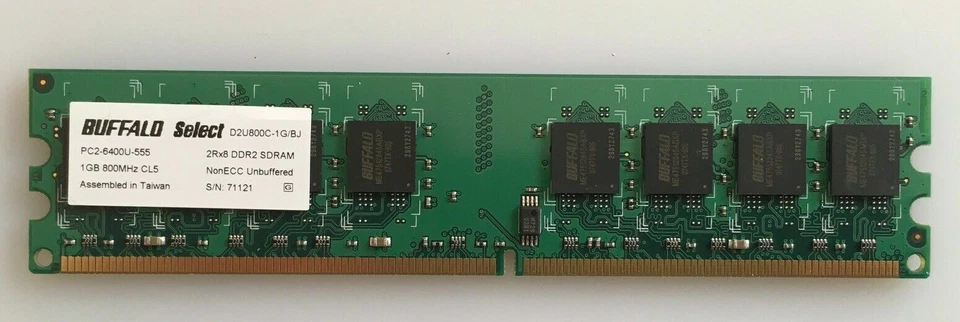 Buffalo D2U800C-1G/BJ 1GB 800Mhz CL5 PC2-6400U-555 - Image 1 of 3