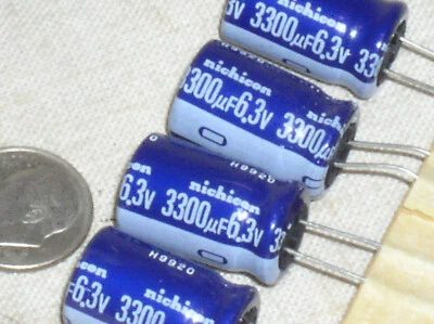 4 NEW NICHICON 3300UF/6.3V 3300 MFD 6.3 V RADIAL ELECTROLYTIC CAPACITOR 85*C USA