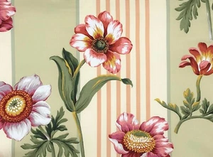 Jay Yang HELECHO FLORAL a rayas rosa decoración del hogar cortinas tela cenefa BTY - Imagen 1 de 6