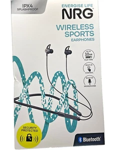 NRG Bluetooth V5.2 Wireless Sports Earphones- Mic- Splashproof IPX4 - 10Hr Play - Picture 1 of 3