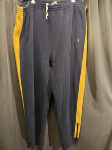 Vintage Polo Sport Ralph Lauren Blue Yellow Stripe Sweatpants Size Extra Large - Picture 1 of 7