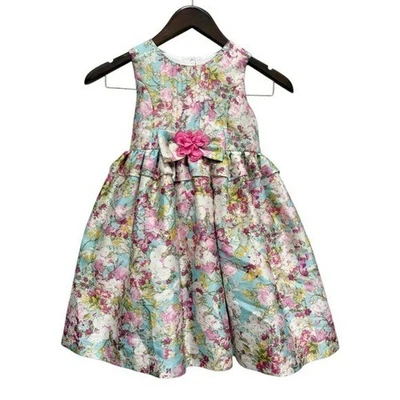 Vestido Pippa & Julie Sin Mangas Jacqard Estampado Floral Talla 6 Niñas Foto 1 de 4