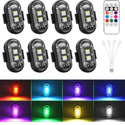 4/8 Pcs Wireless RGB LED Strobe Light W/ Remote Control For Car Bike Motorcycle - Image 1 of 4