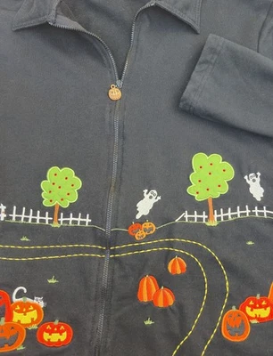 Onque Halloween Chaqueta Cárdigan Mujer L Calabaza Fantasma Grannycore Negro Foto 1 de 4