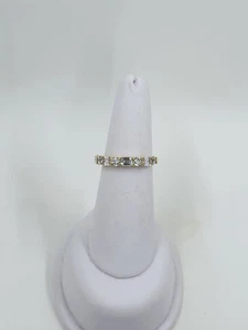 Diamonique Emerald Cut and Round Cut Cubic Zirconia Band Ring, 14k Gold Plated - Picture 1 of 10