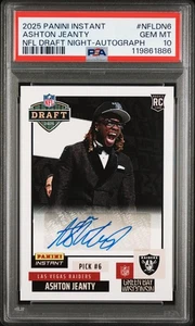 2025 Panini Instant NFL Draft Night Ashton Jeanty /99 Auto PSA 10 Gem Mint #DN6 - Picture 1 of 2
