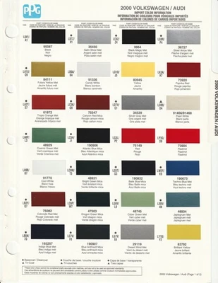 2000 СКОЛЫ КРАСКИ ДЛЯ ГОЛЬФА VOLKSWAGEN AUDI GTI BEETLE JETTA PASSAT PPG - Изображение 1 из 2