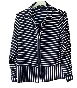 Blusa donna bianca e nera blusa a righe con colletto Atmosphere taglia 8 - Foto 1 di 5