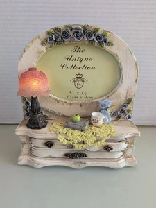 Vanity Table Theme Photo Frame with Light up Lamp Shabby Chic Book Apple Works! - Picture 1 of 15