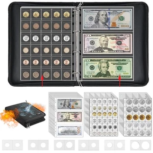 Fireproof Coin Collection Book Holder for Collectors,400 Pockets Fireproof Co... - Picture 1 of 7