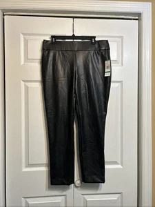NWT Black Label by Evan Picone Faux Leather Legging Size L Large Black - Picture 1 of 10