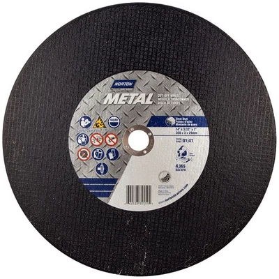 Norton 66252835554 14x3/32x1" Metal AO Chop Saw Cut-Off Wheels 36 Grit 10 pack - Image 1 of 2