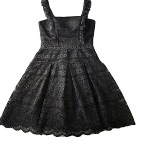 Black Lace S Milkmaid Dress Witchy Whimsigoth Dark Fairy Goth Corset Mini - Picture 1 of 14