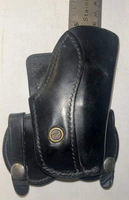 Coldre de couro resistente preto DS 32 feito nos EUA cinto de pressão vintage Brauer Bros - Imagem 1 de 4