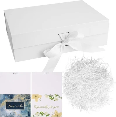 Weiß Geschenkbox mit Schleife, magnetische Geschenkkarton mit Deckel, Geschenk - Bild 1 von 4