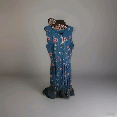 NUEVO CON ETIQUETAS VESTIDO LANE BRYANT fruncido sin mangas estampado floral midi acampanado forrado talla 18 Foto 1 de 4