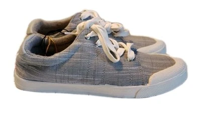 Roxy Pierview 帆布低帮运动鞋女式 9 码系带灰色舒适鞋 — 第 1/4 张图片