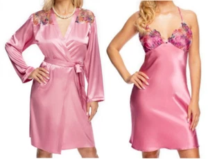 Conjunto de Camisón y Vestido Irall Shelby Rosa Satinado Talla Mediana Encaje Floral - Imagen 1 de 4