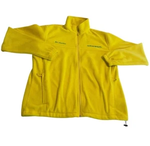 Oregon Ducks Jacket Men Large Yellow Columbia Fleece Full Zip NCAA Embroidered - Picture 1 of 9