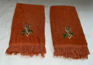LOTE de 2 toallas vintage con punta de dedo búho naranja cañón ee. uu. MEDIDAS: 18"" X 11""." - Imagen 1 de 10