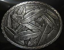 Nocona Western Oval Stamped Edge Scattered Feathers Belt Buckle 37715