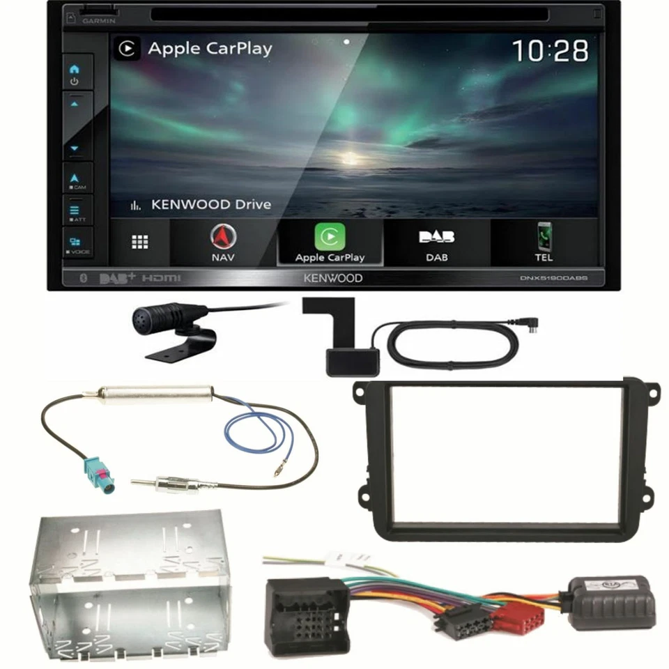 Kenwood DNX-5190DABS Navi CarPlay USB Einbauset für Seat Leon Alhambra Altea XL - Bild 1 von 1
