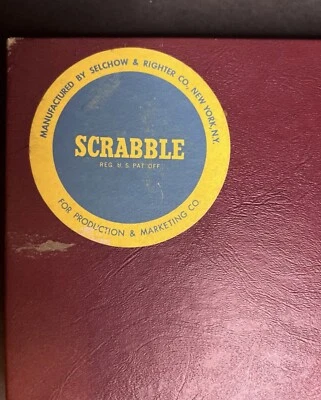 Vintage 1953 Selchow & Righter SCRABBLE Game ~ 100 Wood Tiles & Holders ~ Nice - Image 1 of 4