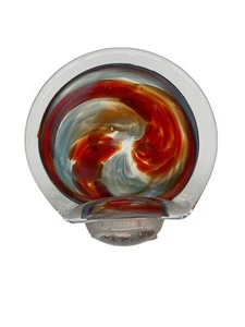 ART GLASS Round Spiral Disk Card Holder Hand Blown IGNITE Chicago - Picture 1 of 9