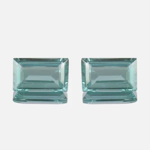 Par a juego de turmalina natural azul verde piedras preciosas sueltas corte baguette 9x6 mm - Imagen 1 de 6