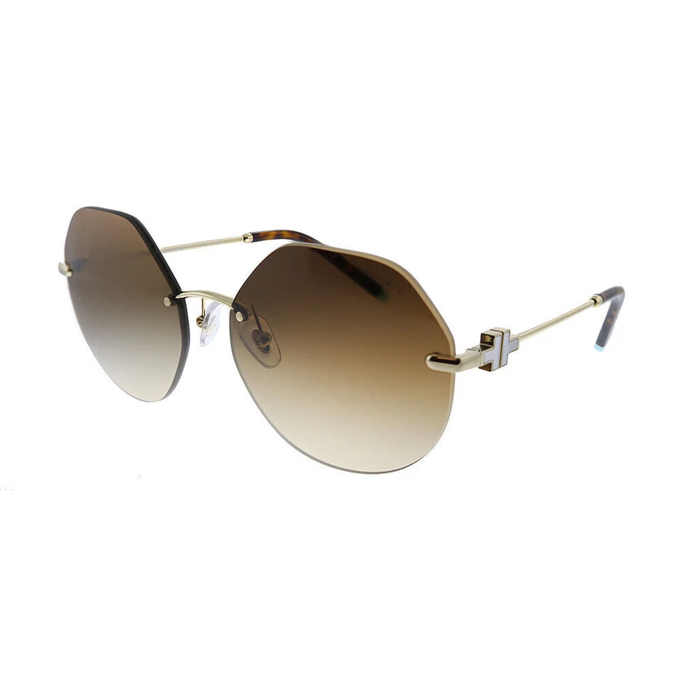Tiffany & Co. Women's Sunglasses - Pale Gold Frame, Brown Gradient Lenses, 60mm