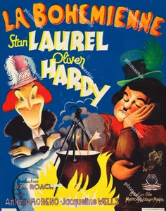 LAUREL AND HARDY  in BOHEMIAN GIRL 1945 BELGIAN 11 X 14  POSTER LOBBY CARD - Picture 1 of 1