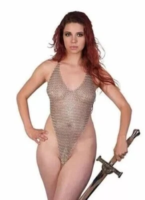 Chainmail Bikini Silver Bra & Pantie Hot Intimate Swim Costume Viking001 - Image 1 of 4