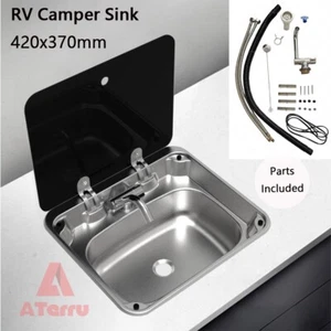 Caravan Camper RV Sink Stainless Steel Sinks Hand Wash Laundry With Brass Faucet - Picture 1 of 8