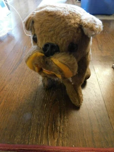 Vtg Plush BULLDOG Brown Yellow 12" BJ TOY CO INC PA Sitting Puppy Dog Mack Truck - Picture 1 of 6
