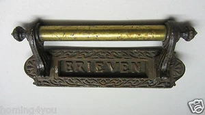 Jugendstil Türklinke Türgriff Stoßgriff Briefkasten Klappe Haustür Brieven - Picture 1 of 12